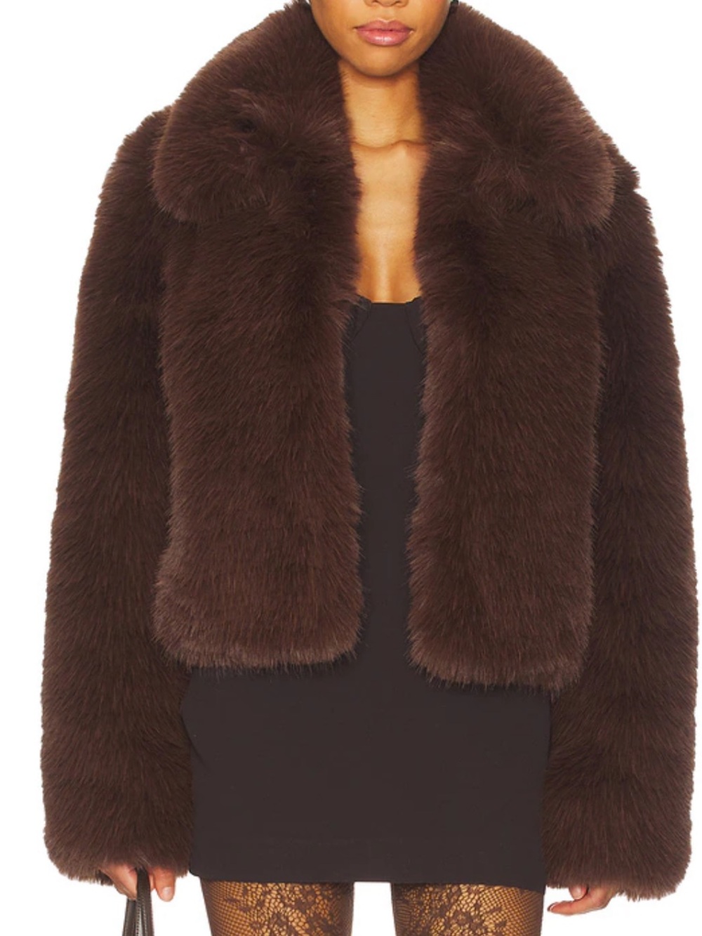 MAJORELLE Vienna Faux Fur Jacket in Dark Chocolate
